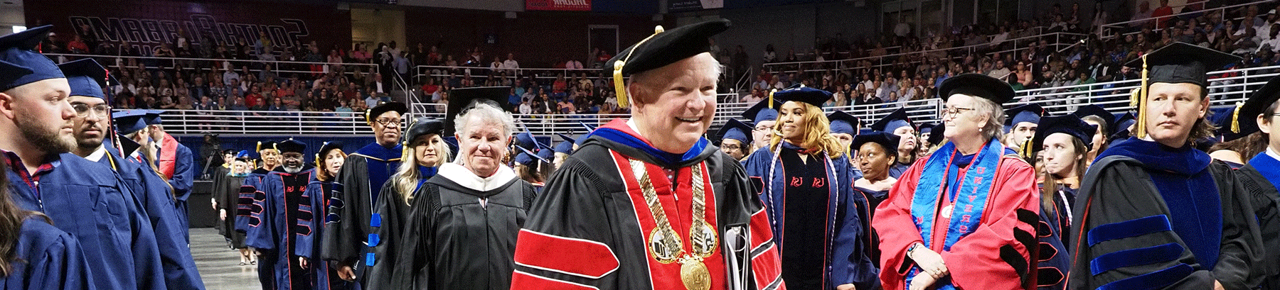 President Bonner leading the walk of commencement.